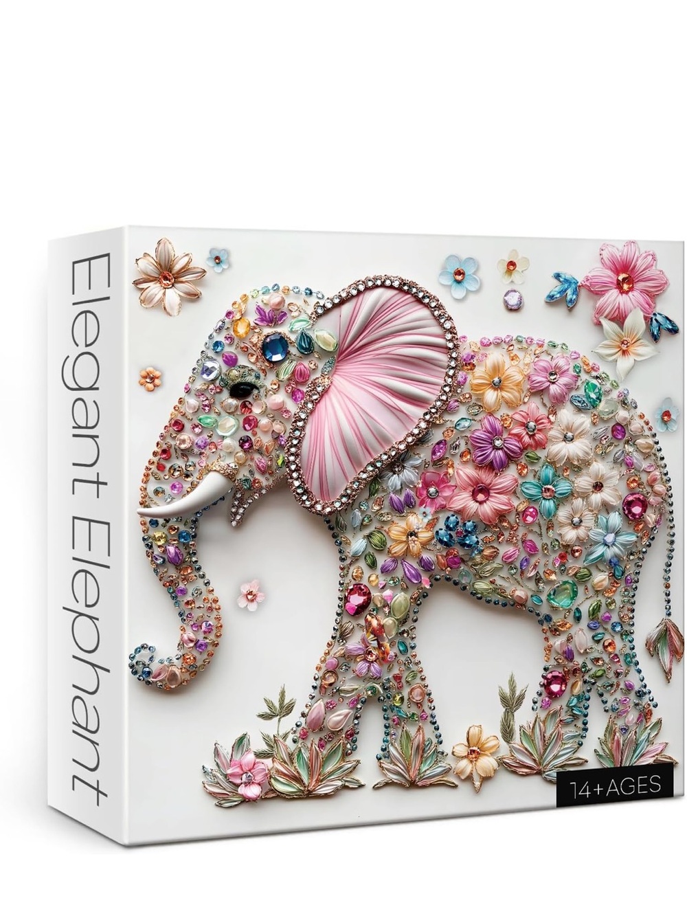 Elephant jigsaw puzzle. Elephant Embellished Wall Art Kit - Pink Multicolor